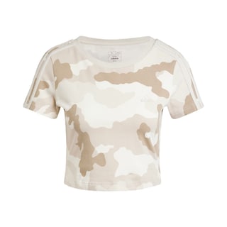 Foto 1 | Playera Essentials 3 Franjas Estampado De Camuflaje Adidas Beige Mujer