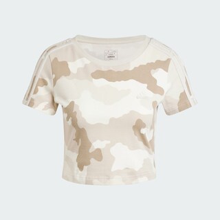 Foto 2 | Playera Essentials 3 Franjas Estampado De Camuflaje Adidas Beige Mujer