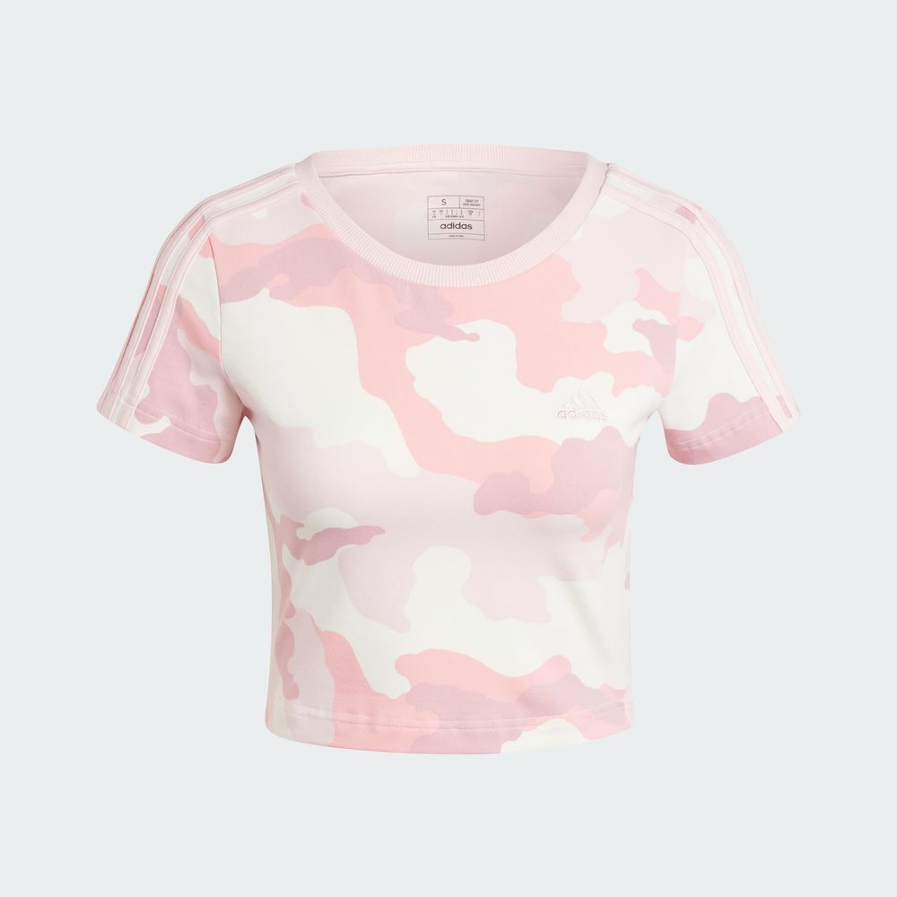 Foto 4 pulgar | Playera Essentials 3 Franjas Estampado De Camuflaje Adidas Rosa Mujer