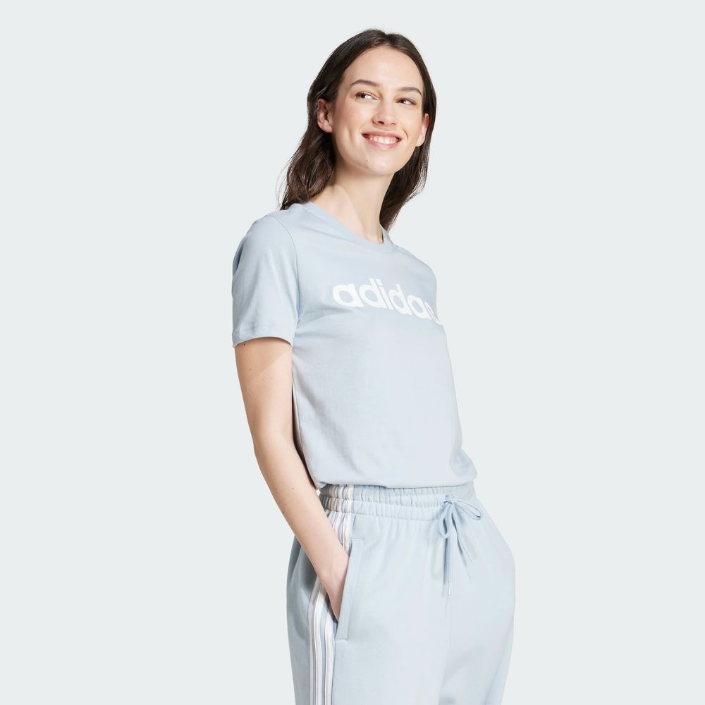 Foto 6 pulgar | Playera Loungewear Essentials Logo Ajustada Adidas Azul Mujer