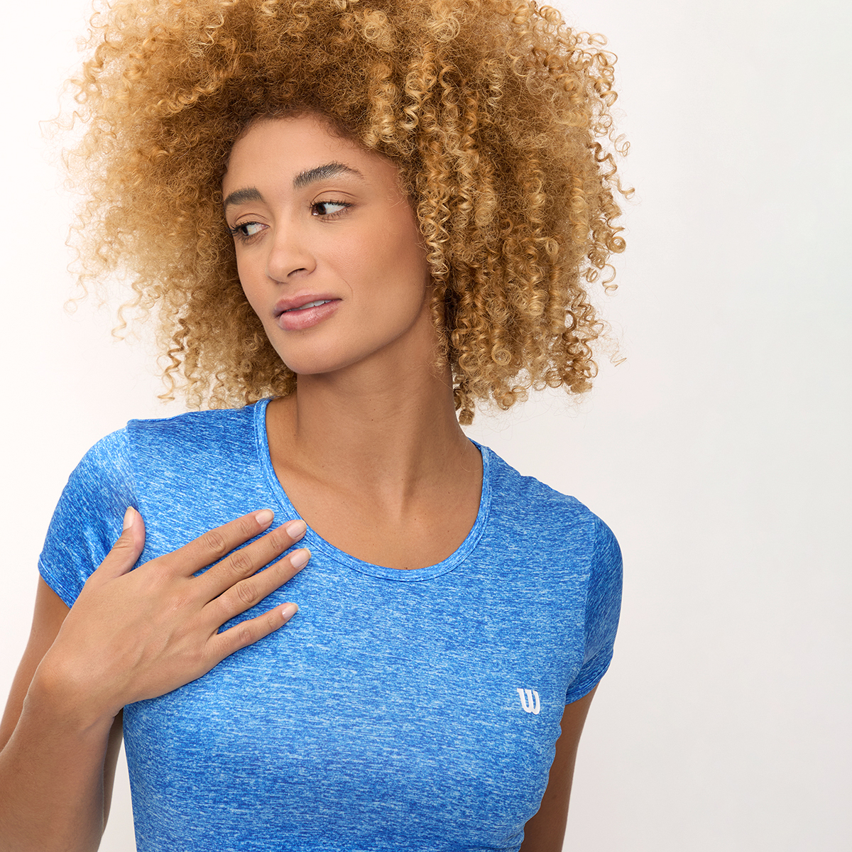 Foto 4 pulgar | Playera Wilson Cuello Redondo Jaspeada Para Mujer