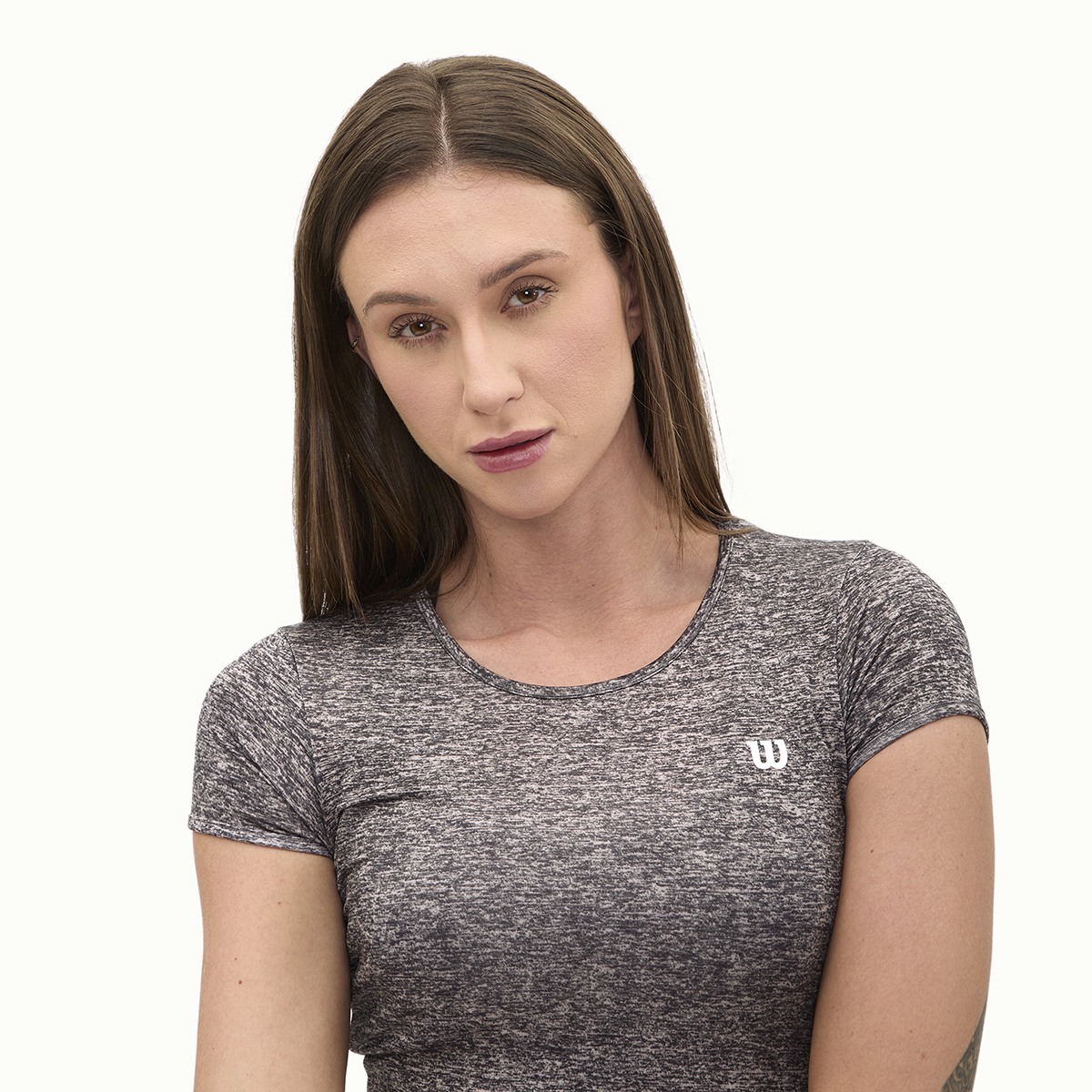 Foto 3 pulgar | Playera Wilson Cuello Redondo Jaspeada Para Mujer