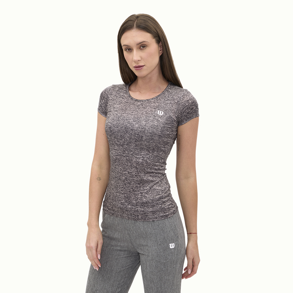 Foto 4 pulgar | Playera Wilson Cuello Redondo Jaspeada Para Mujer