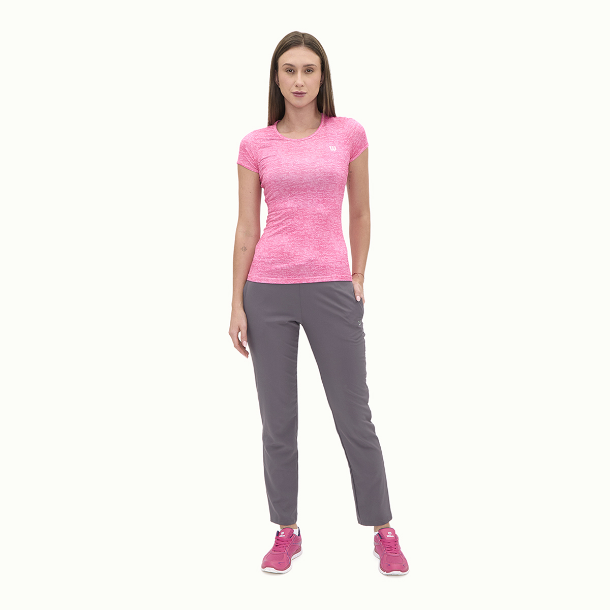 Foto 7 pulgar | Playera Wilson Cuello Redondo Jaspeada Para Mujer