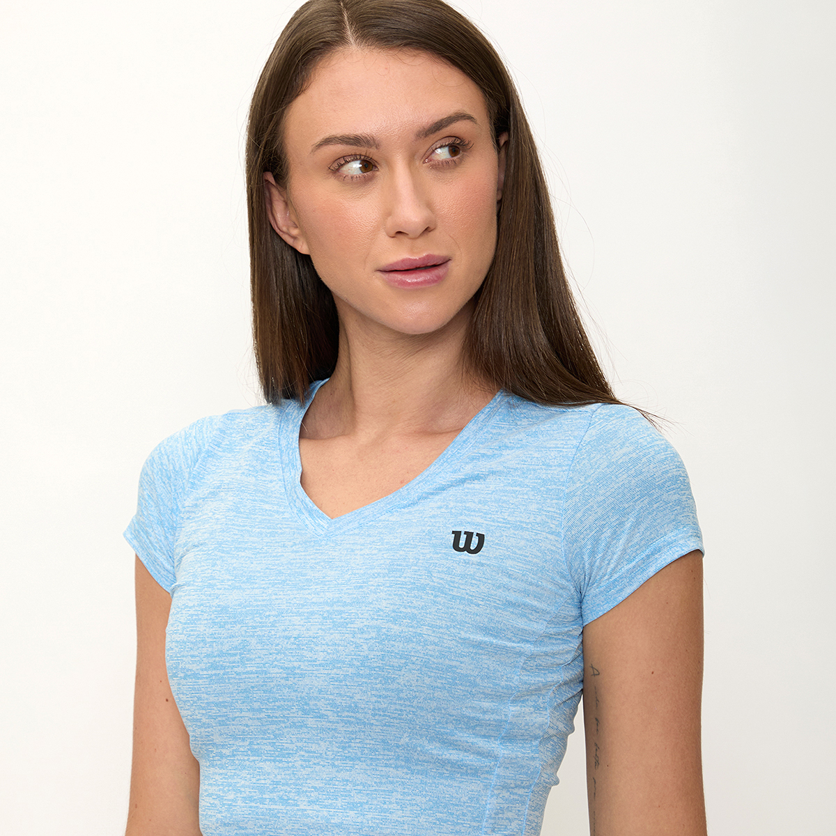 Foto 3 pulgar | Playera Wilson Cuello V Jaspeada Para Mujer