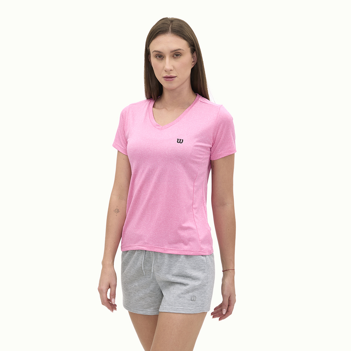 Foto 2 pulgar | Playera Wilson Cuello V Jaspeada Para Mujer