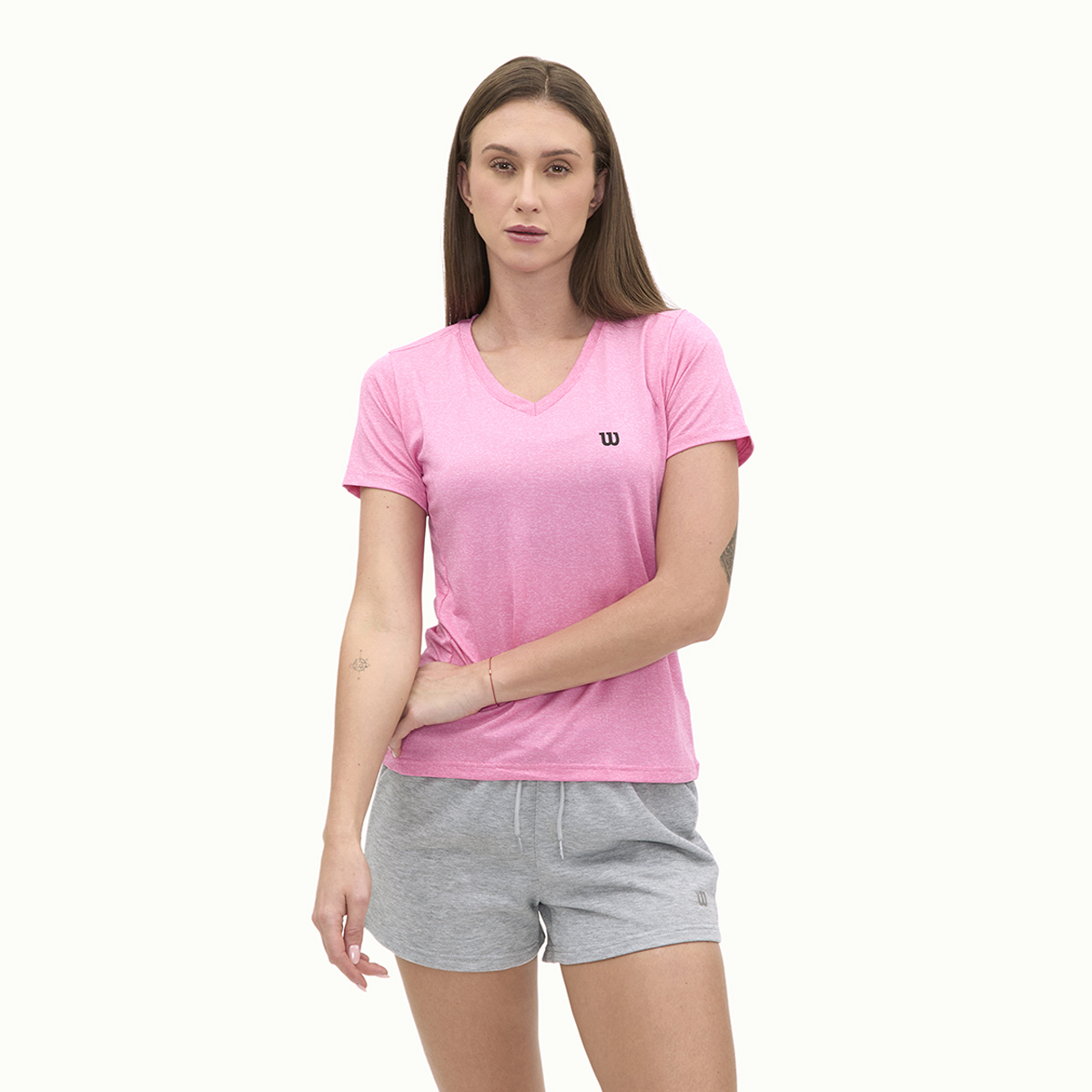 Foto 3 pulgar | Playera Wilson Cuello V Jaspeada Para Mujer