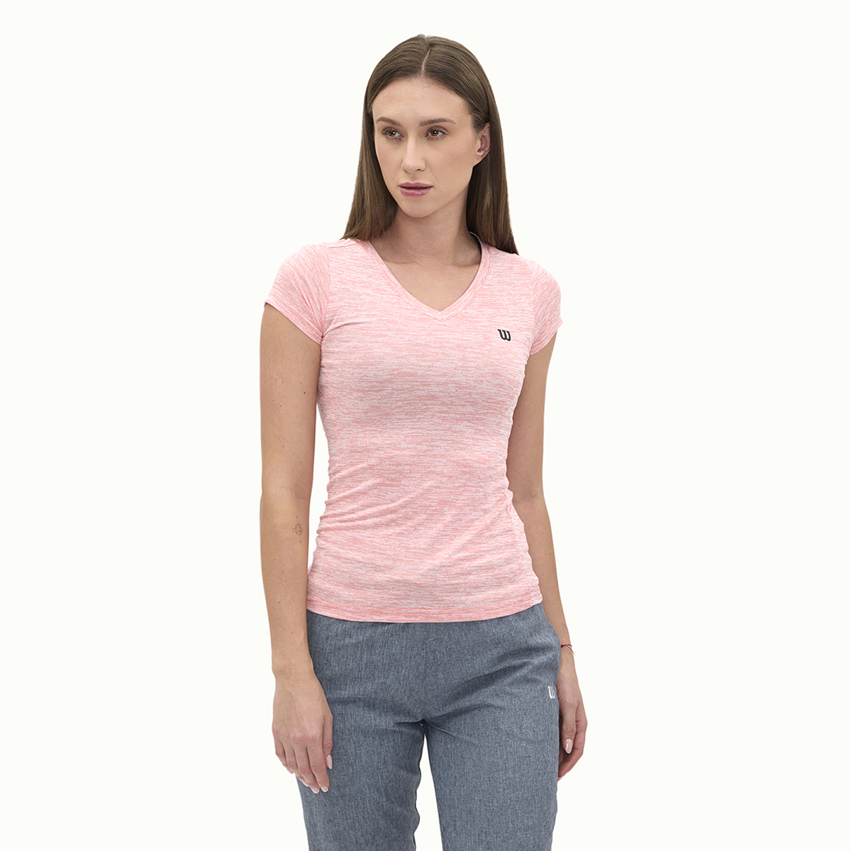 Foto 2 pulgar | Playera Wilson Cuello V Jaspeada Para Mujer