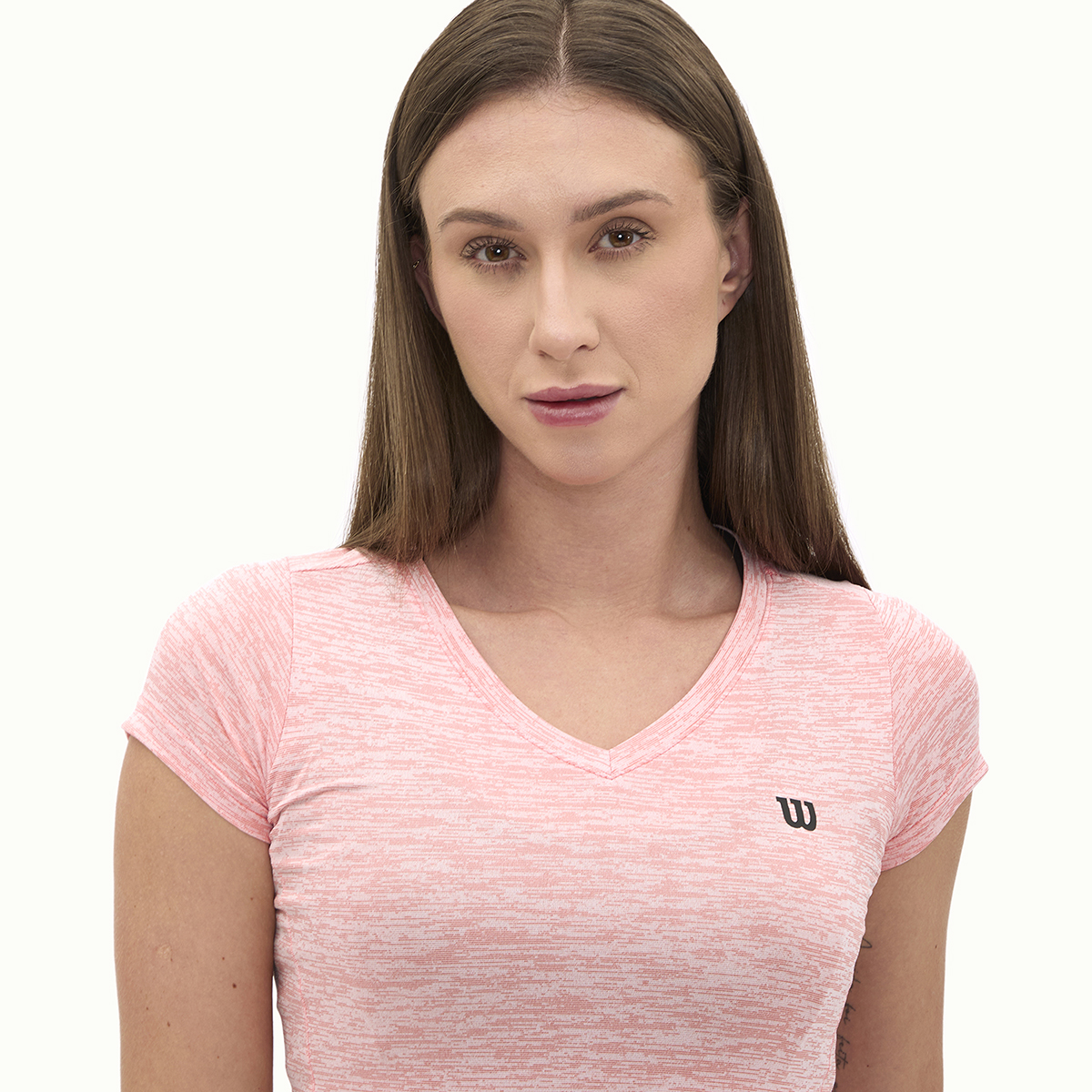 Foto 3 pulgar | Playera Wilson Cuello V Jaspeada Para Mujer