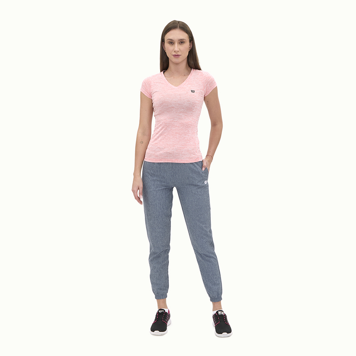 Foto 7 pulgar | Playera Wilson Cuello V Jaspeada Para Mujer