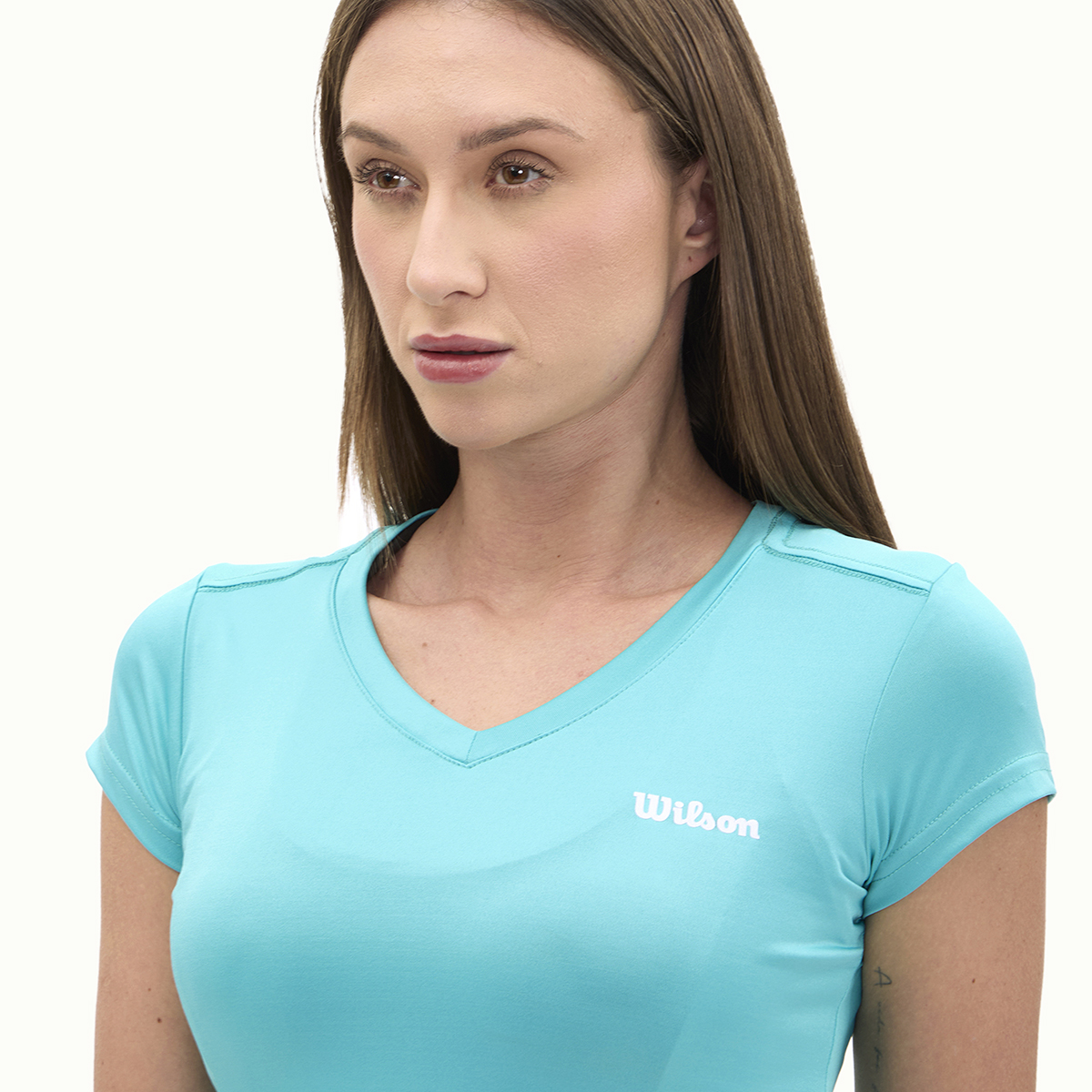 Foto 3 pulgar | Playera Wilson Ultra Ligera Cuello V Para Mujer