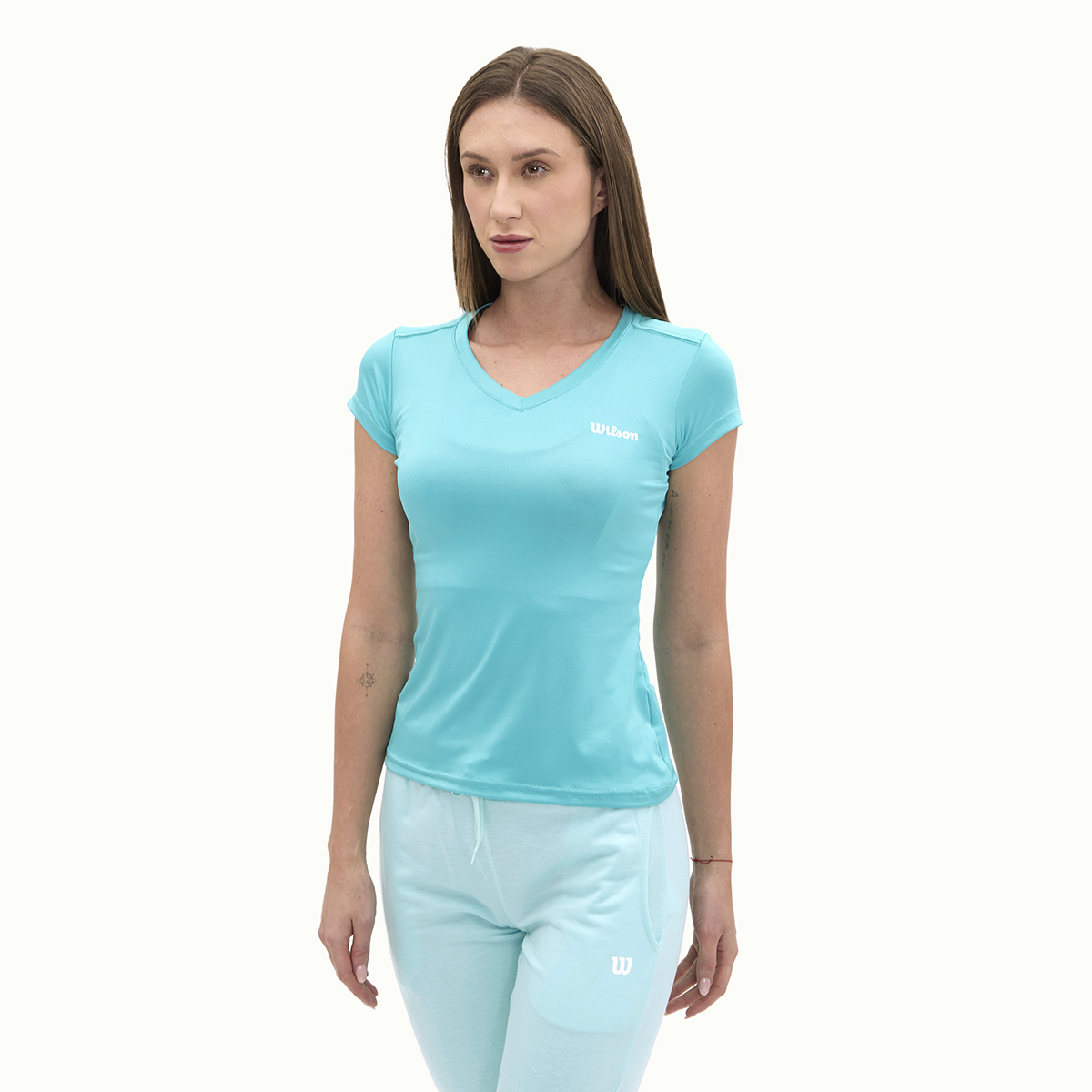 Foto 4 pulgar | Playera Wilson Ultra Ligera Cuello V Para Mujer