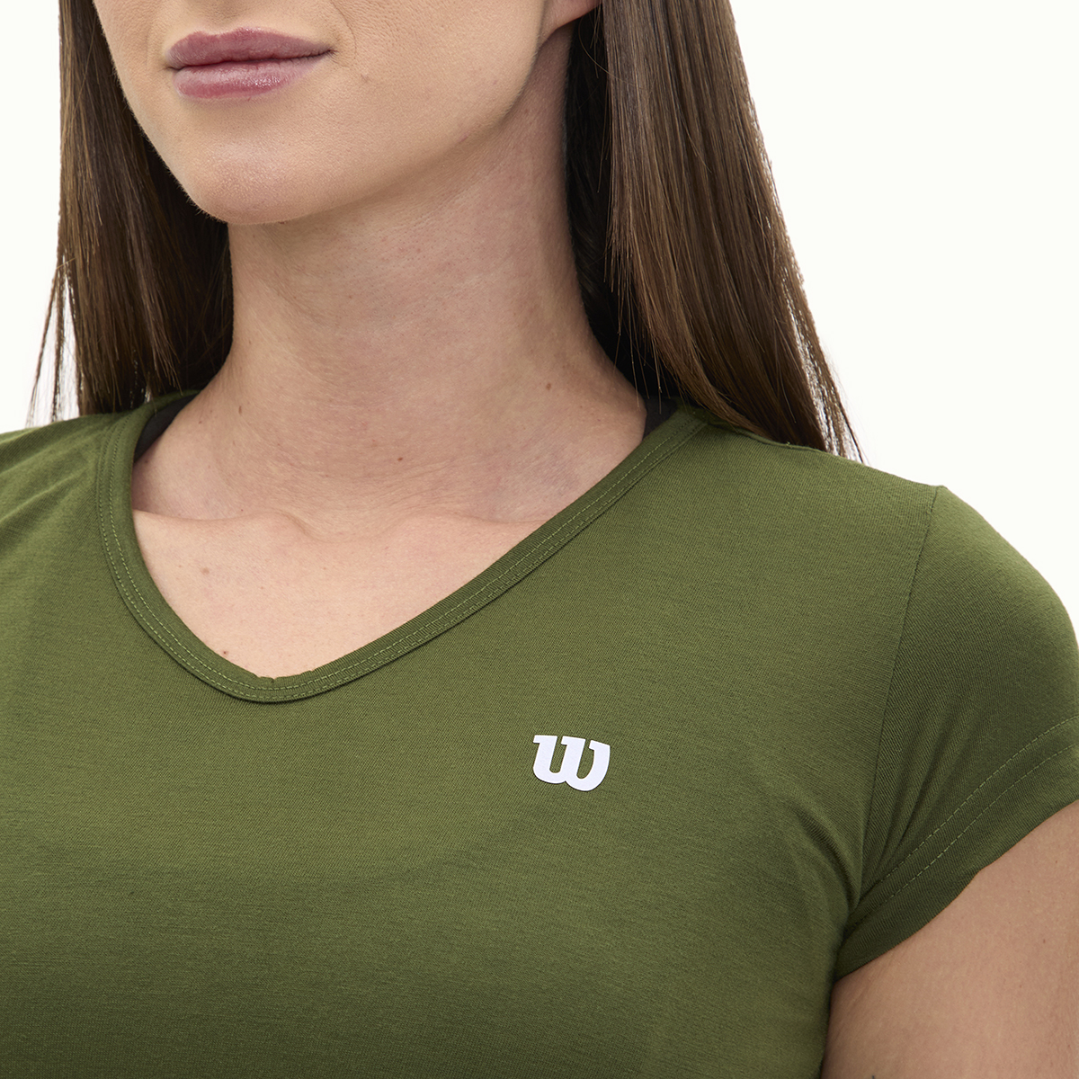 Foto 4 pulgar | Playera Wilson Polyspun Cuello V Lisa Para Mujer