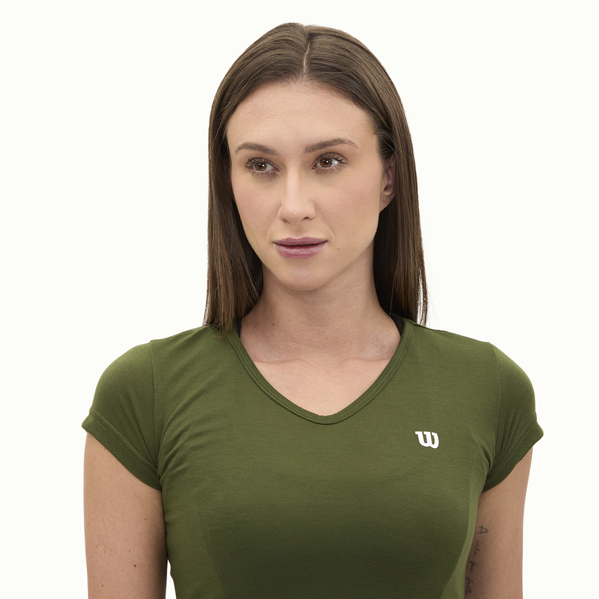 Foto 5 pulgar | Playera Wilson Polyspun Cuello V Lisa Para Mujer