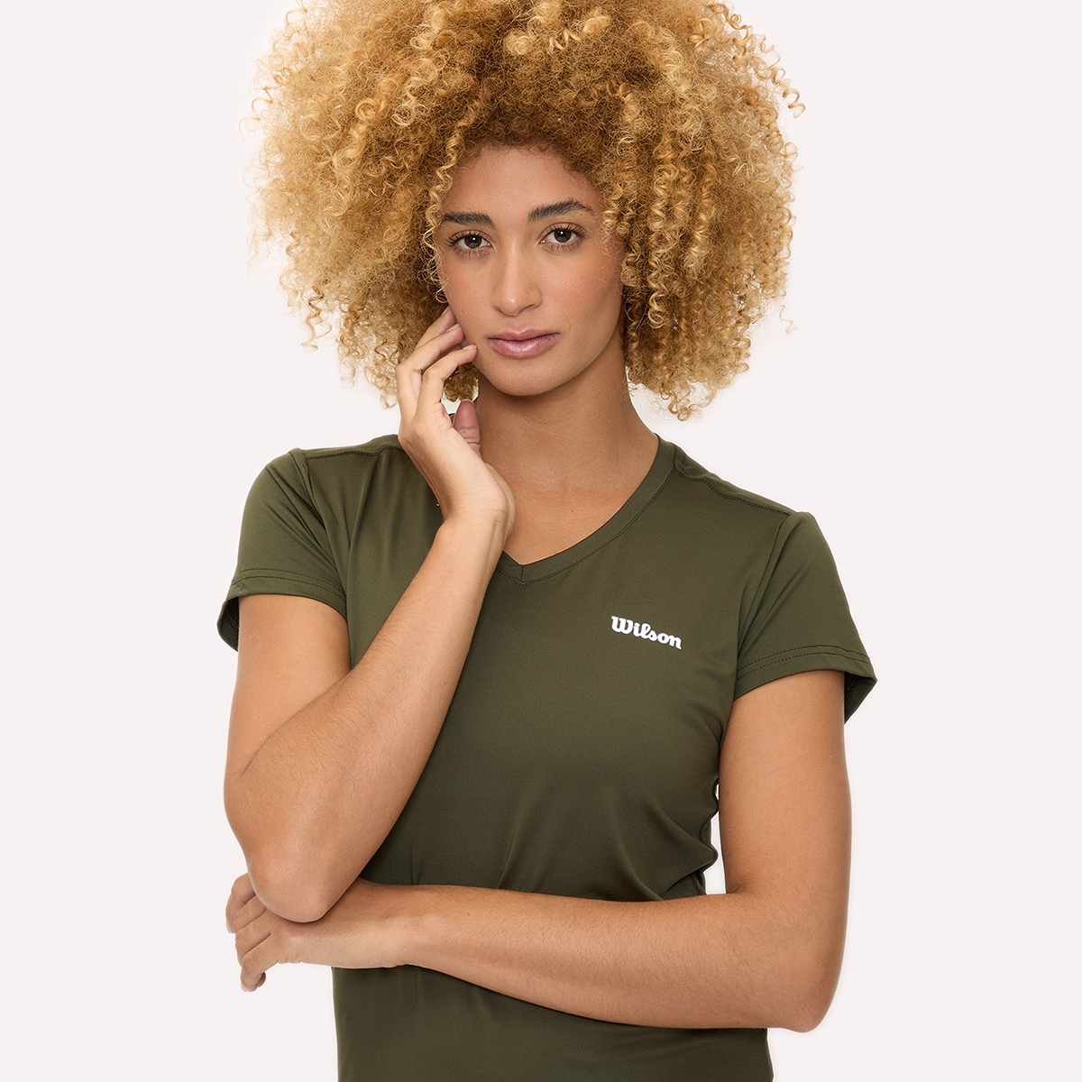 Foto 4 pulgar | Playera Wilson Ultra Ligera Cuello V Para Mujer