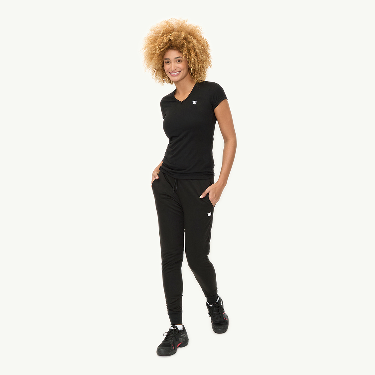 Foto 6 pulgar | Playera Wilson Polyspun Cuello V Lisa Para Mujer