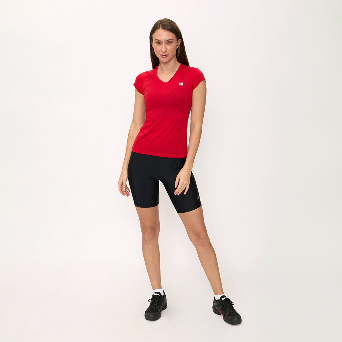 Foto 6 pulgar | Playera Wilson Polyspun Cuello V Lisa Para Mujer