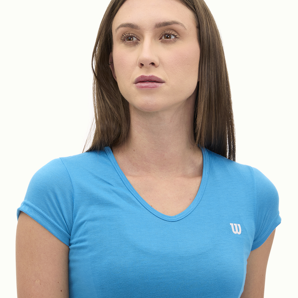 Foto 3 pulgar | Playera Wilson Polyspun Cuello V Lisa Para Mujer