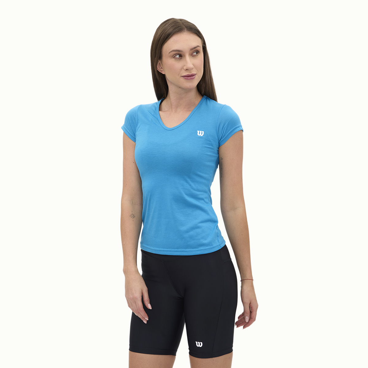 Foto 4 pulgar | Playera Wilson Polyspun Cuello V Lisa Para Mujer