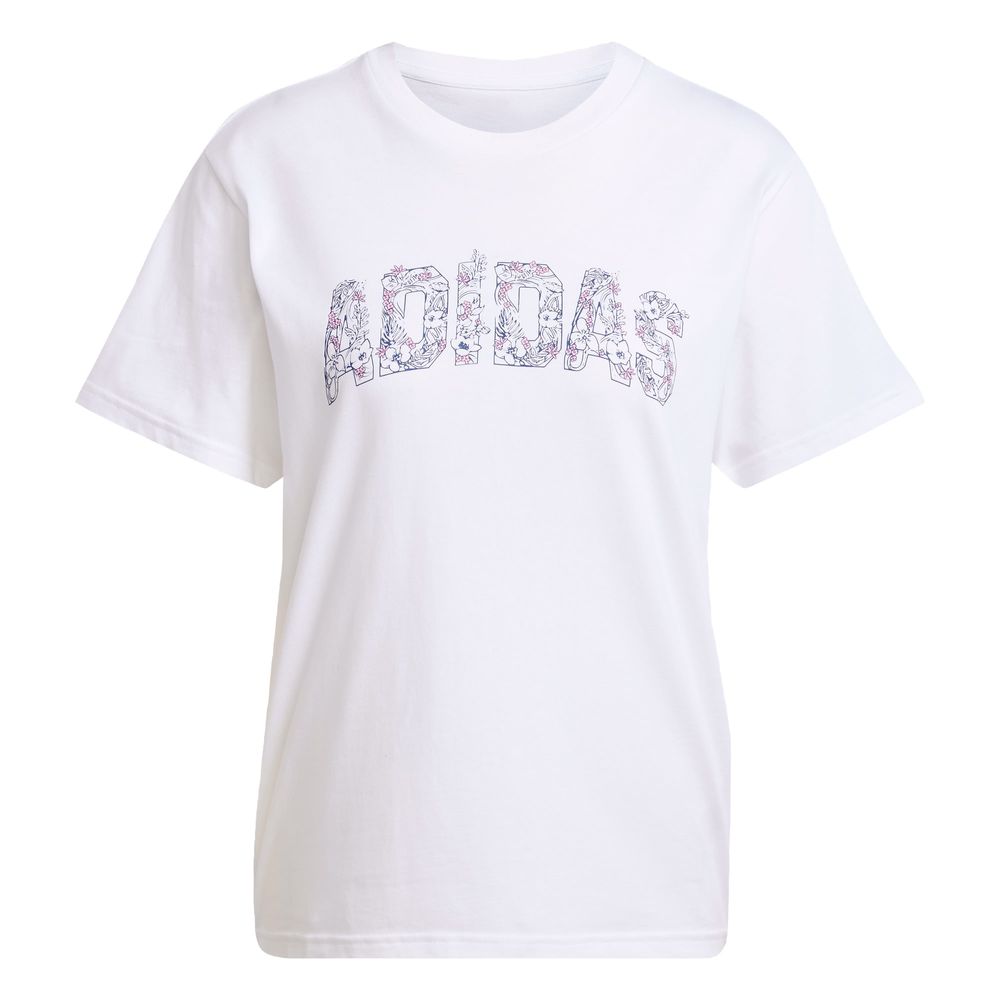 Foto 1 | Playera Tech Llustrate Estampada Adidas Blanco Mujer