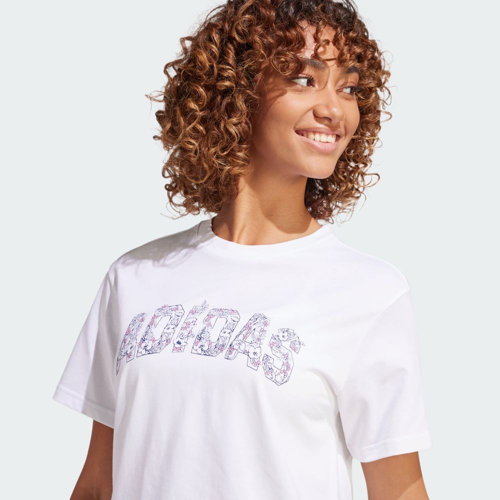 Foto 7 pulgar | Playera Tech Llustrate Estampada Adidas Blanco Mujer