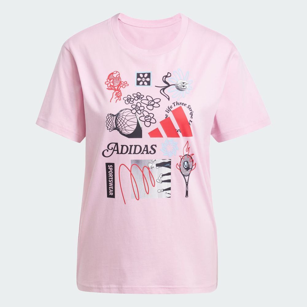 Foto 4 pulgar | Playera Adidas W C Photo Tee 2 Rosa para Mujer