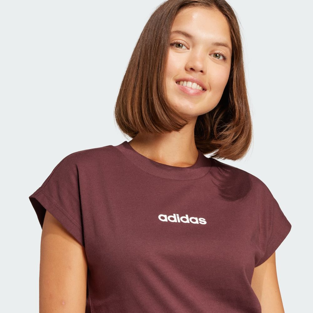 Foto 7 pulgar | Playera Essentials Linear Algodón Adidas Rojo Mujer