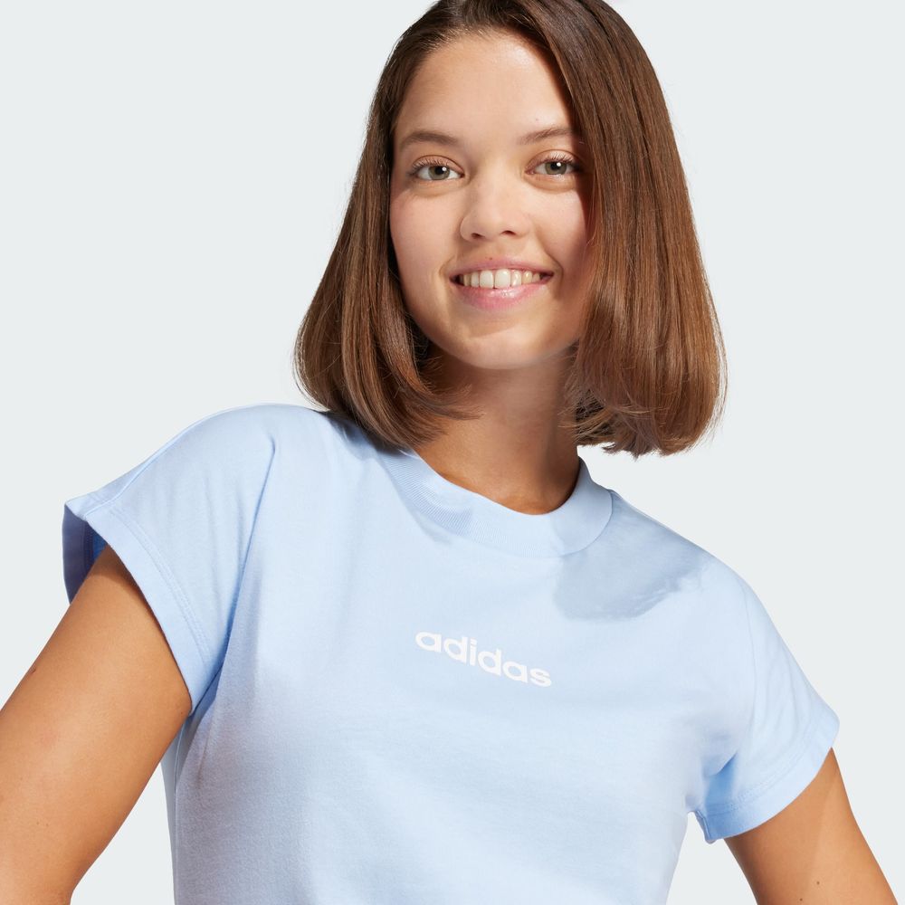 Foto 6 | Playera Essentials Linear Algodón Adidas Azul Mujer