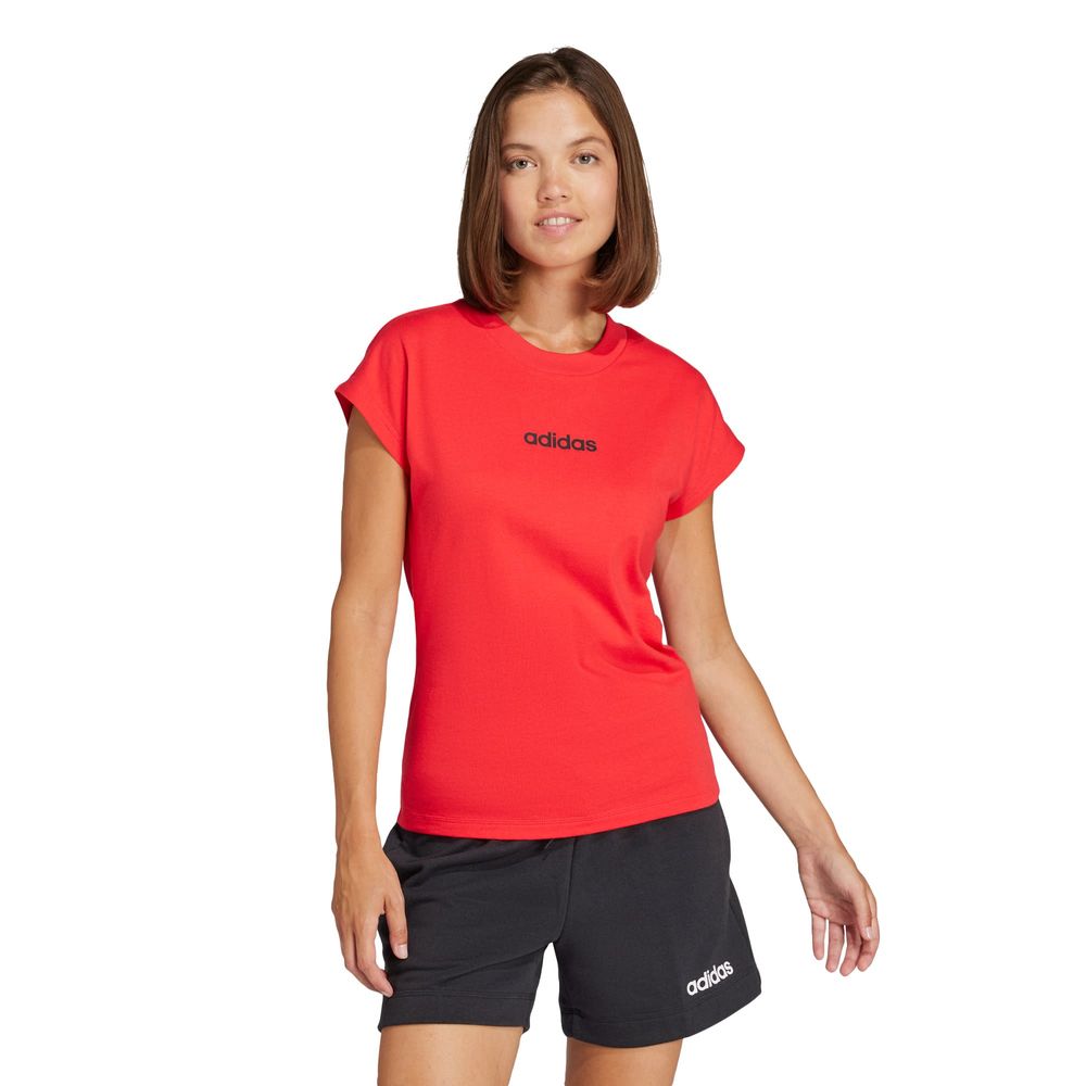 Foto 3 pulgar | Playera Essentials Linear Algodón Adidas Rojo Mujer