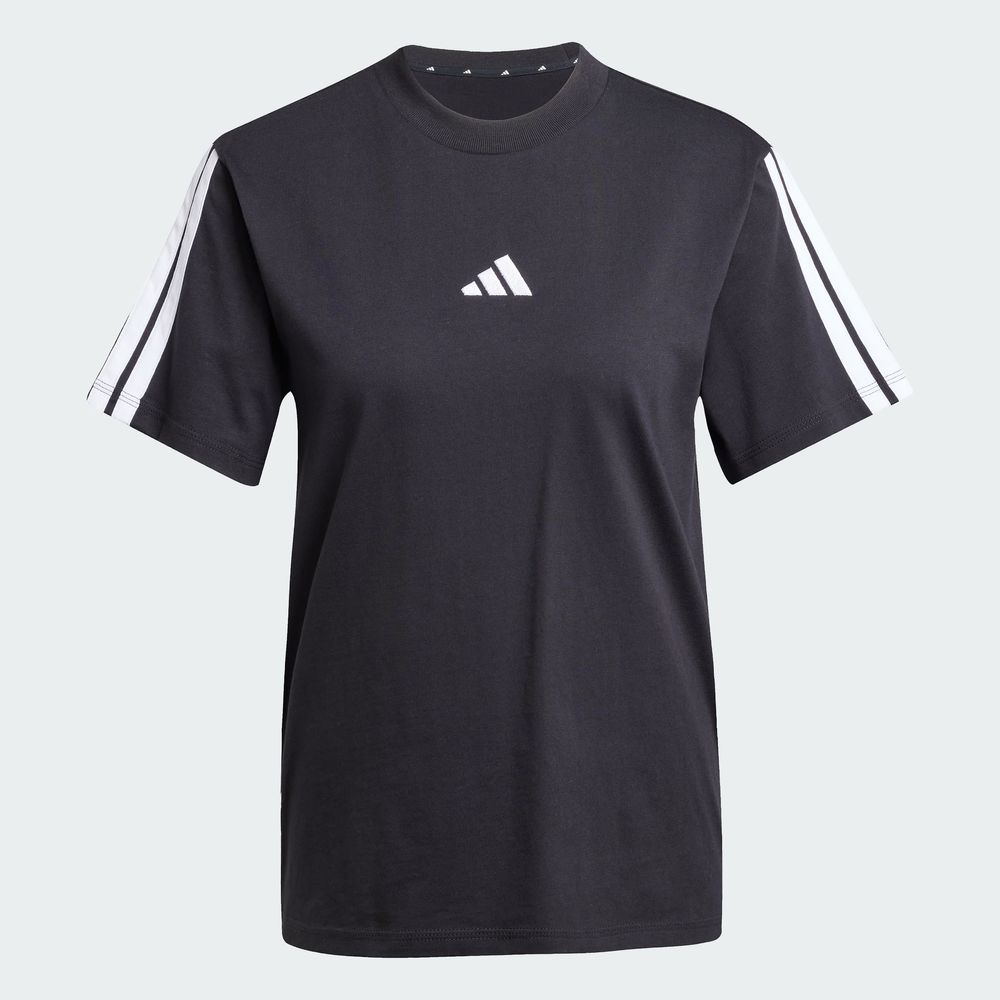 Foto 4 pulgar | Playera Essentials 3 Franjas Algodón Adidas Negro Mujer