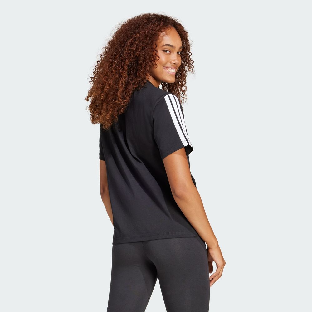 Foto 4 | Playera Essentials 3 Franjas Algodón Adidas Negro Mujer