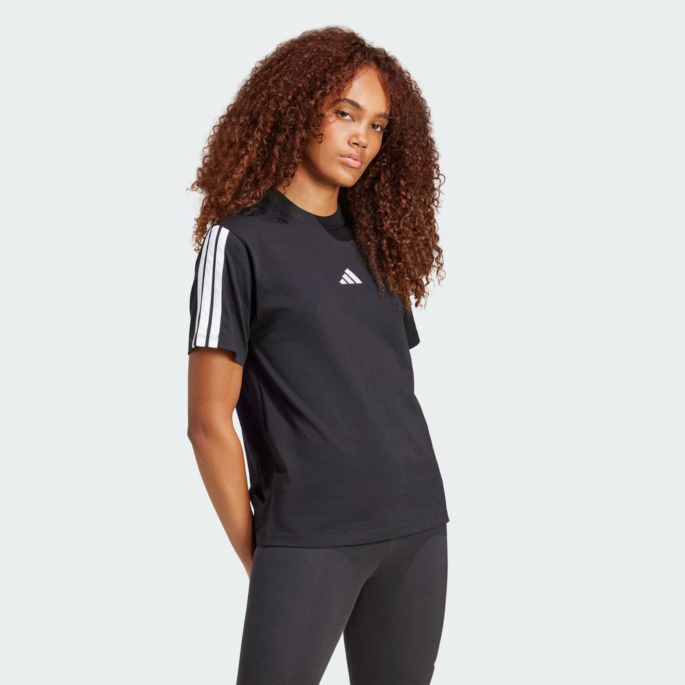 Foto 5 | Playera Essentials 3 Franjas Algodón Adidas Negro Mujer