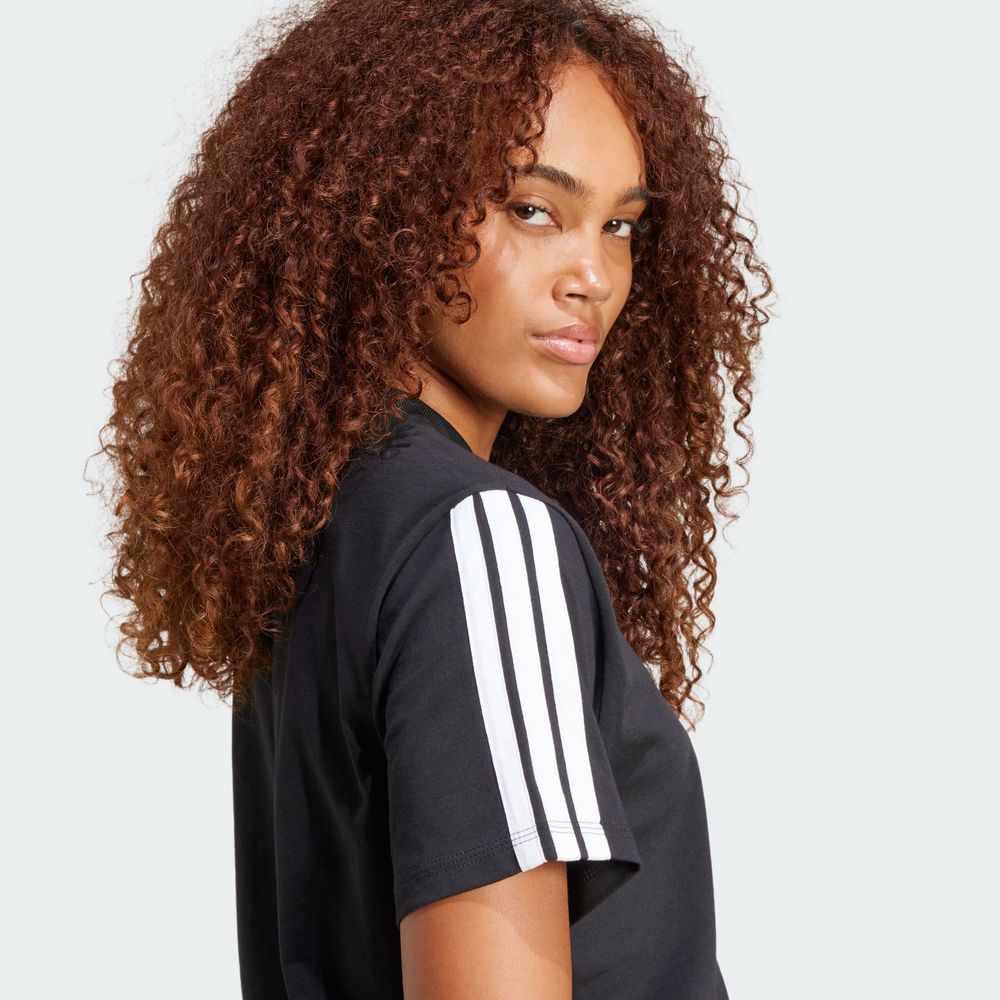 Foto 6 | Playera Essentials 3 Franjas Algodón Adidas Negro Mujer