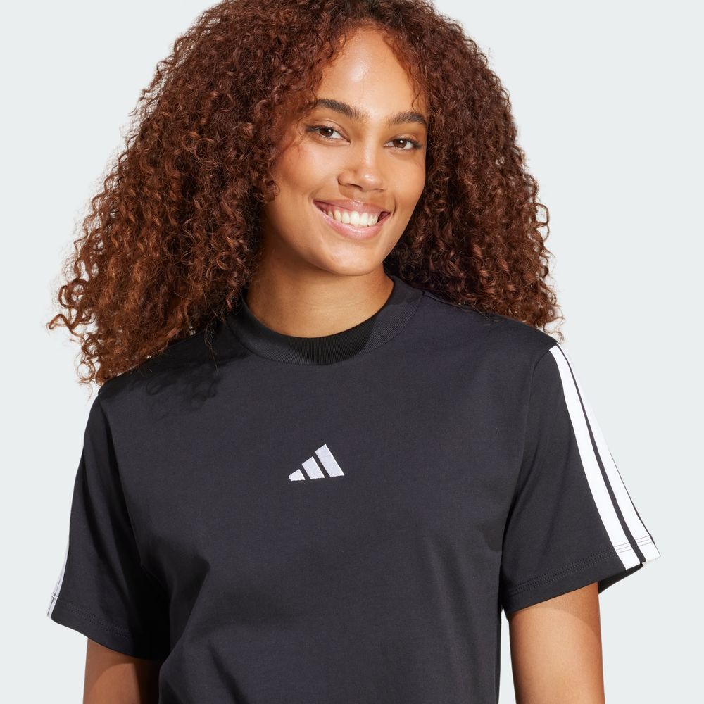 Foto 8 pulgar | Playera Essentials 3 Franjas Algodón Adidas Negro Mujer