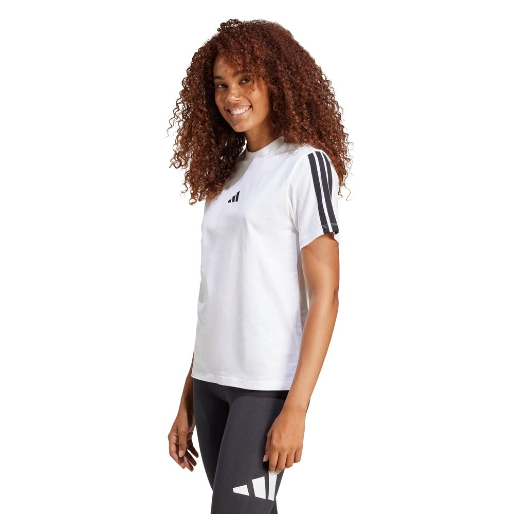 Foto 2 | Playera Essentials 3 Franjas Algodón Adidas Blanco Mujer