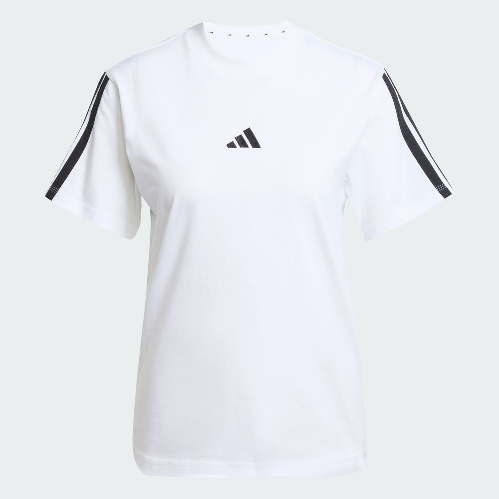 Foto 3 | Playera Essentials 3 Franjas Algodón Adidas Blanco Mujer