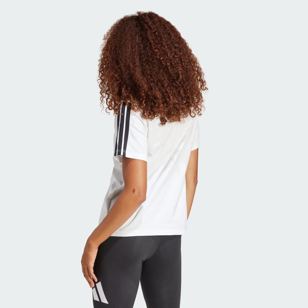 Foto 4 | Playera Essentials 3 Franjas Algodón Adidas Blanco Mujer