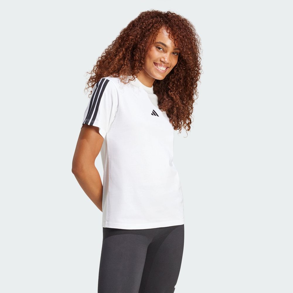 Foto 5 | Playera Essentials 3 Franjas Algodón Adidas Blanco Mujer