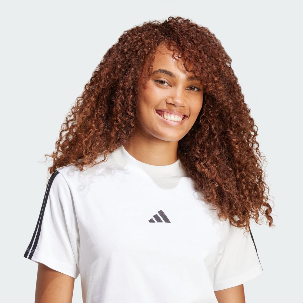 Foto 7 pulgar | Playera Essentials 3 Franjas Algodón Adidas Blanco Mujer