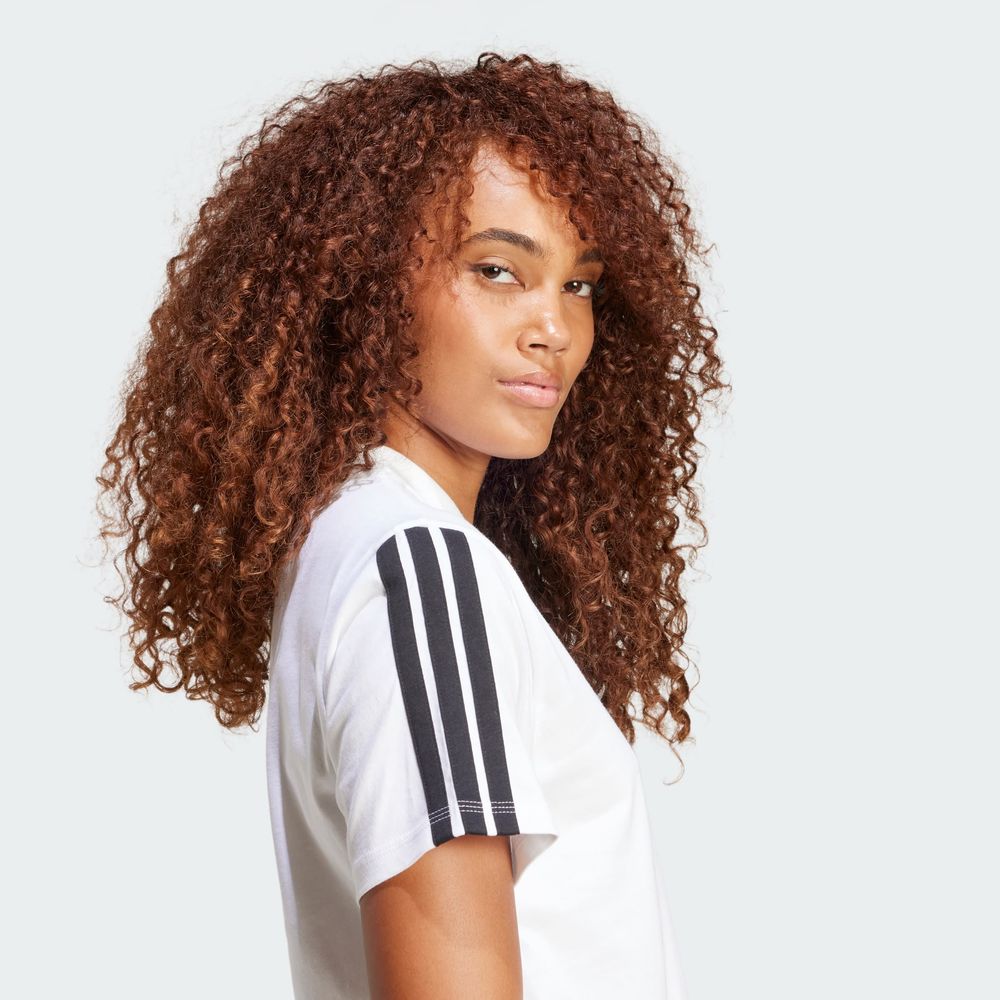 Foto 7 | Playera Essentials 3 Franjas Algodón Adidas Blanco Mujer