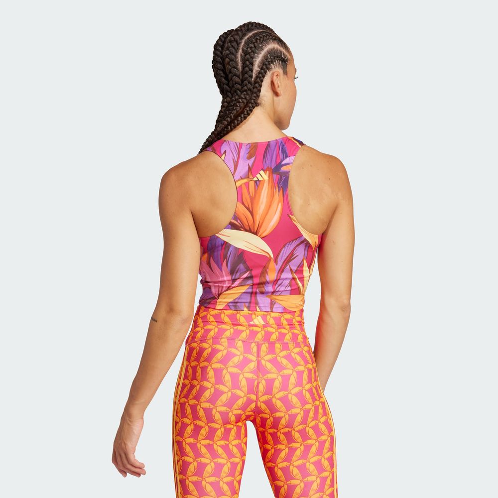 Foto 5 pulgar | Playera Sin Mangas De Training Adidas X Farm Rio Adidas Rosa Mujer