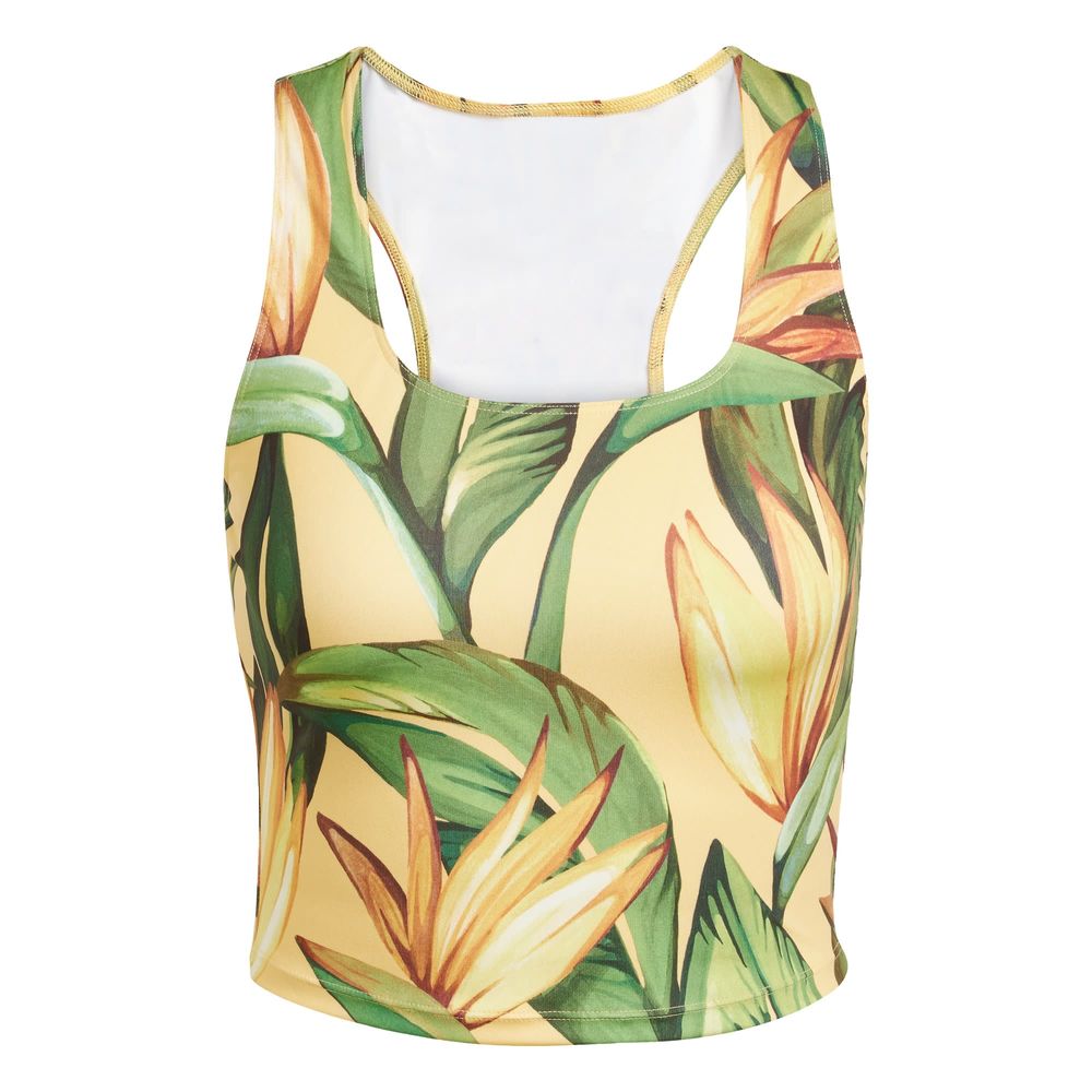 Playera Sin Mangas De Training Adidas X Farm Rio Adidas Amarillo Mujer
