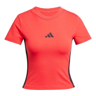 Foto 1 | Playera Essentials 3 Franjas Slim Baby Adidas Rojo Mujer