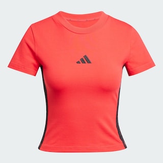 Foto 3 | Playera Essentials 3 Franjas Slim Baby Adidas Rojo Mujer