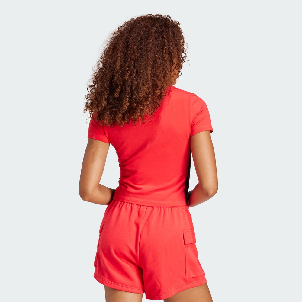 Foto 5 pulgar | Playera Essentials 3 Franjas Slim Baby Adidas Rojo Mujer