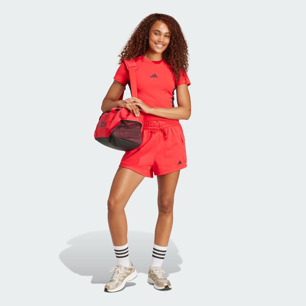 Foto 7 pulgar | Playera Essentials 3 Franjas Slim Baby Adidas Rojo Mujer