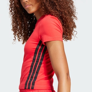Foto 7 | Playera Essentials 3 Franjas Slim Baby Adidas Rojo Mujer