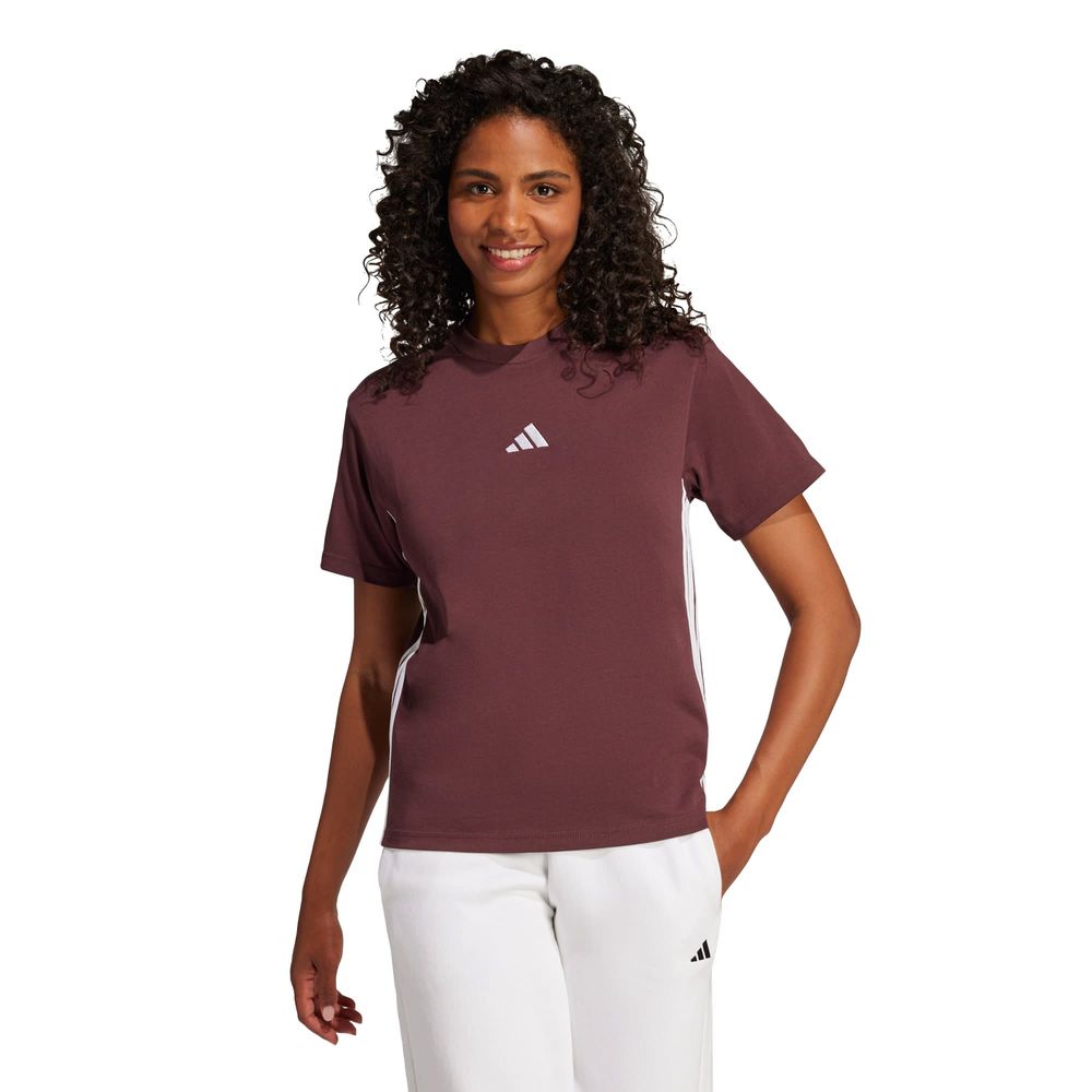 Foto 3 pulgar | Playera Essentials 3 Franjas Algodón Adidas Roja para Mujer