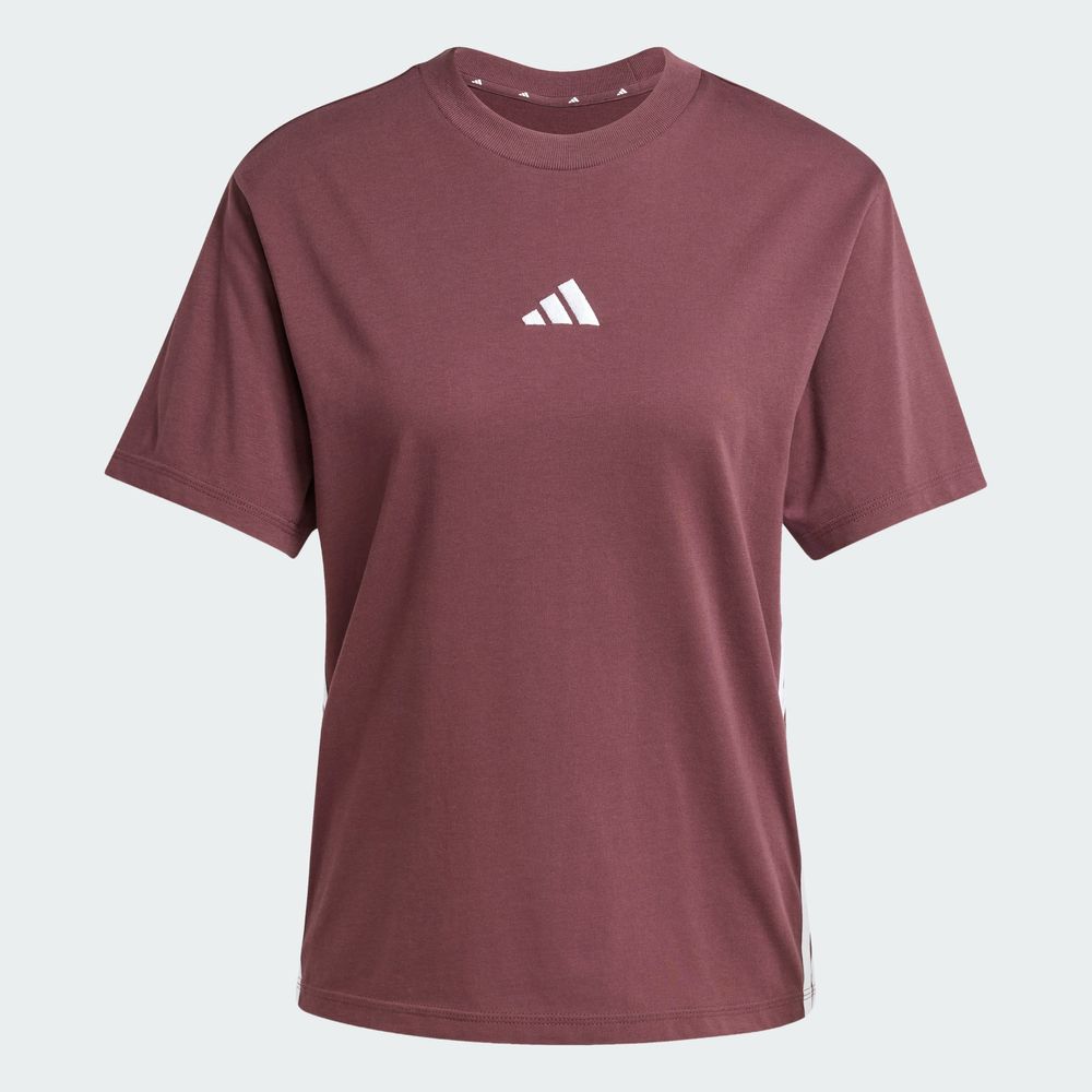 Foto 4 pulgar | Playera Essentials 3 Franjas Algodón Adidas Roja para Mujer