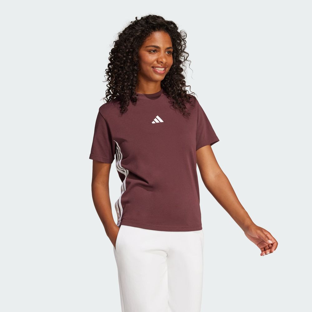 Foto 6 pulgar | Playera Essentials 3 Franjas Algodón Adidas Roja para Mujer